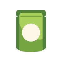 Green doypack packaging with round label standing up vector