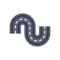 Winding road making a u turn on white background vector