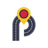 Winding road leading to a location pin showing the destination vector