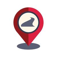 Red location pin showing winding road symbol icon vector