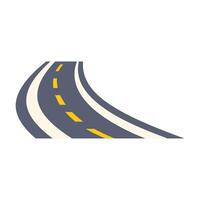 Winding paved road turning right disappearing from view vector