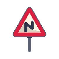 Double bend symbol on red triangle traffic sign warning about upcoming road bends vector