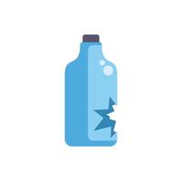 Blue glass bottle is breaking, creating dangerous shards vector