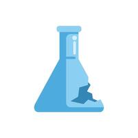 Broken erlenmeyer flask showing chemical experiment failure vector