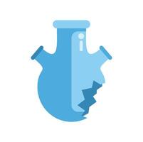 Broken chemistry flask illustrating scientific experiment failure vector