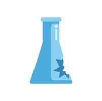 Blue conical flask breaking during experiment gone wrong vector
