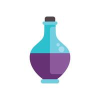 Simple illustration of a round glass bottle containing purple potion with bubbles vector