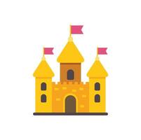Medieval castle with flags waving in the wind flat design icon vector