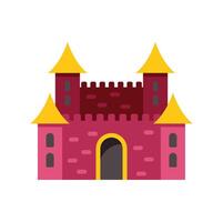 Medieval castle with towers and gate protecting king and queen flat icon design vector