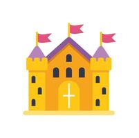 Big castle building waving flags medieval fortress vector