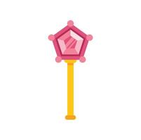 Pink magic wand with sparkling gemstone shining brightly vector