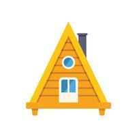 Small wooden a frame cabin with chimney having round window simple illustration vector