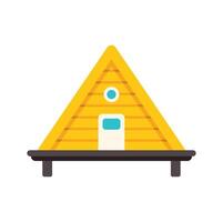 Yellow wooden a frame cabin with porch for camping trip vector