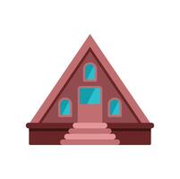 A frame building with porch and stairs featuring teal windows in flat design vector