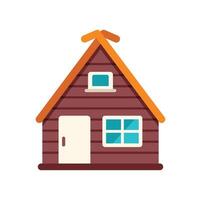 Wooden chalet featuring gable roof and attic window illustration vector