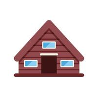 Brown wooden log cabin facade with windows showing vector
