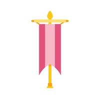 Pink vertical pennant hanging on a golden pole with crossbar vector