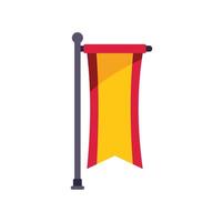 Medieval flag hanging on flagpole waving in wind vector