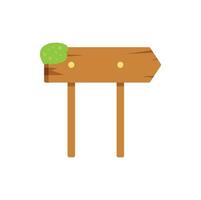 Mossy wooden sign pointing right with copy space vector