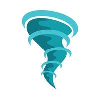 Powerful blue tornado rotating, weather icon vector