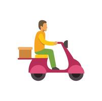Delivery man riding scooter delivering food order vector