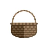Empty wicker picnic basket with handle showing traditional weaving vector