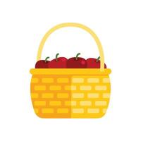 Wicker basket full of red apples isolated on white background vector
