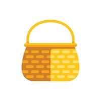 Empty wicker basket icon depicting picnic basket for carrying food vector