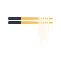 Pair of chopsticks holding asian noodles minimalist icon vector