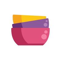 Three colorful empty bowls stacked together vector