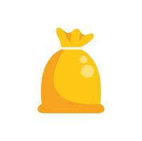 Yellow money bag tied with string full of money finance icon vector