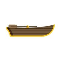 Wooden rowing boat floating on water with oars on it vector