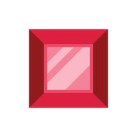 Red square shiny gemstone with light reflection vector