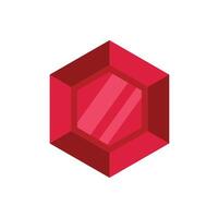 Red hexagonal gemstone shining brightly vector