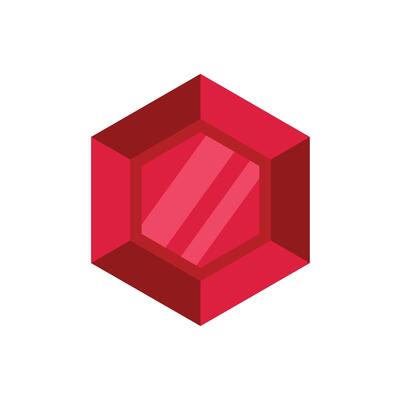 Red hexagonal gemstone shining brightly