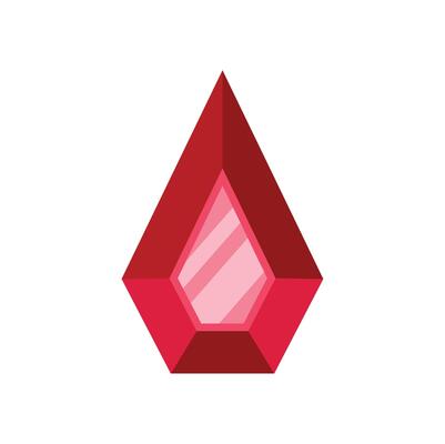 Red gemstone shining brightly on white background