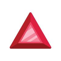 Red ruby triangle shaped gemstone shining brightly vector
