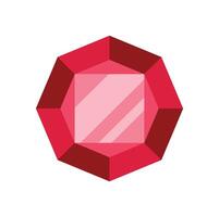 Big red sparkling octagon gemstone shining brightly vector