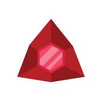 Red gemstone shining with facets reflecting light vector