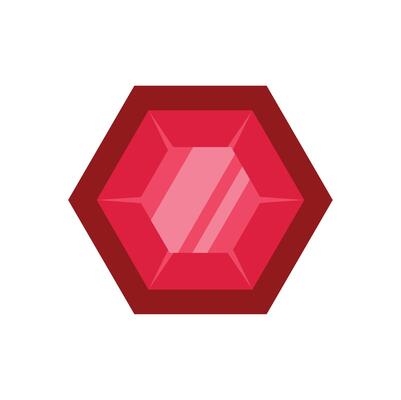 Hexagonal red gemstone shining brightly