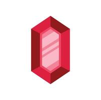 Red gemstone shining with bright light reflection vector