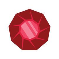 Red gemstone shining brightly on white background vector