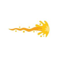 Yellow liquid splashing with drops and star shape spreading to the right vector