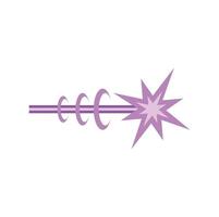 Purple laser beam emitting from source with concentric circles vector