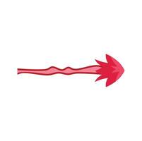 Red wavy arrow pointing right with flower shaped tip vector