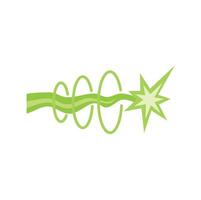 Green energy beam passing through coils making star shape at its end vector