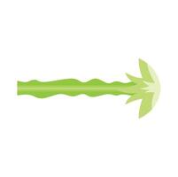 Single green celery stalk pointing right on white background vector