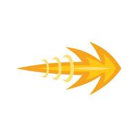 Yellow flaming arrow pointing right with motion trails vector