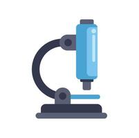 Blue microscope standing on a table for scientific research vector