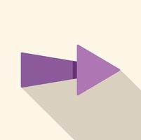 Purple arrow pointing right with long shadow vector